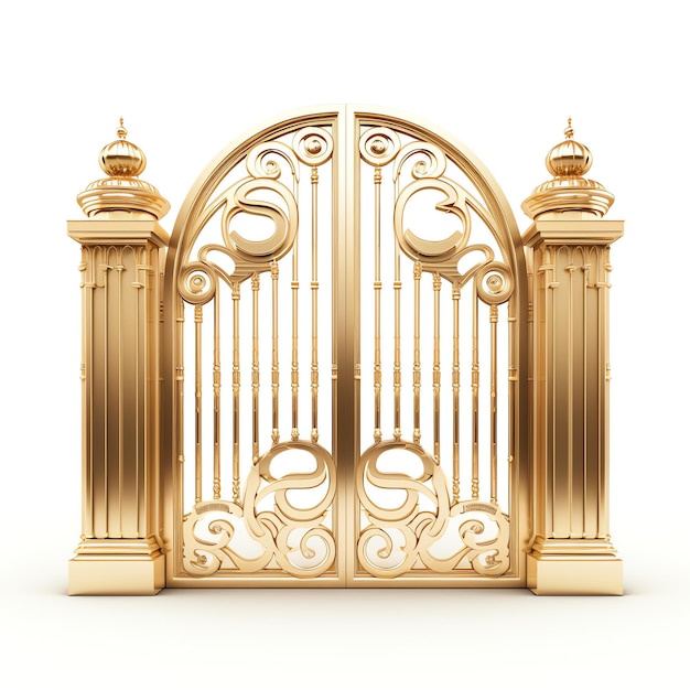 Photo a gold gate with columns