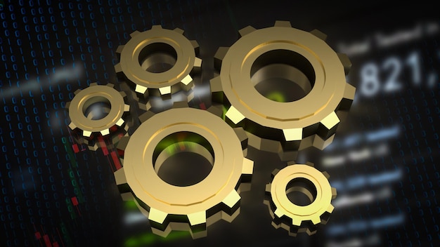 The gold gear on business background 3d rendering