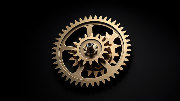 a gold gear with a black background and a black background.