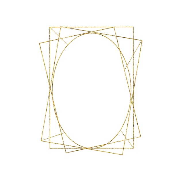 Photo gold geometrical triangular oval frame isolated on white background