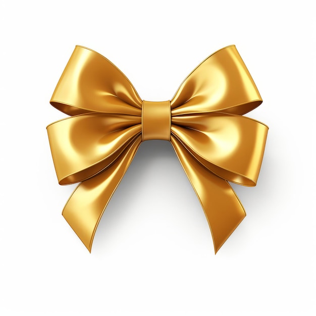 a gold gift bow isolated on a plain white background