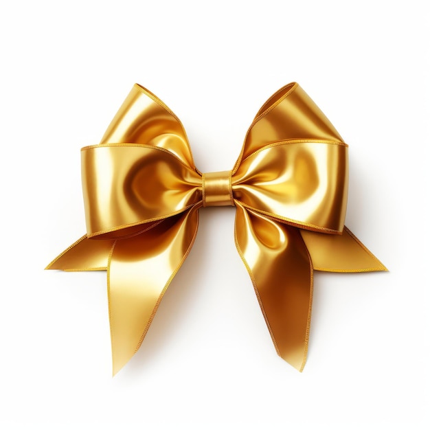 a gold gift bow isolated on a plain white background