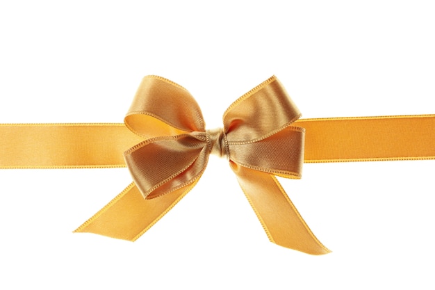 Gold gift bow isolated on white background