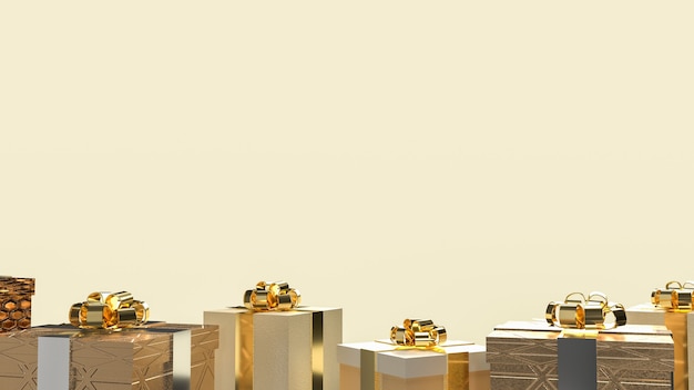 The  gold gift box for business and holiday concept 3d rendering