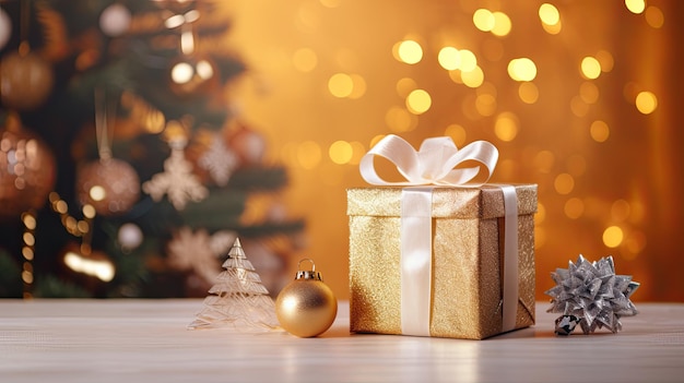 Gold Gift Box Christmas Background