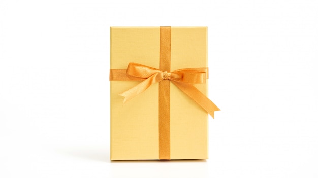 Gold gift box on white 