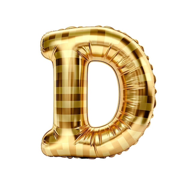 Photo gold gingham metallic c alphabet balloon realistic 3d on white background generative ai