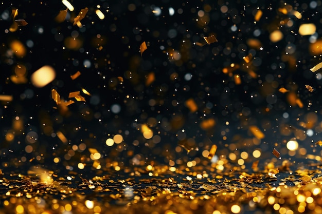 Gold Glitter Background on Black