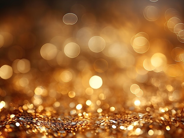 Gold glitter background Glitter texture with bokeh and shiny lights shiny metallic gold foil