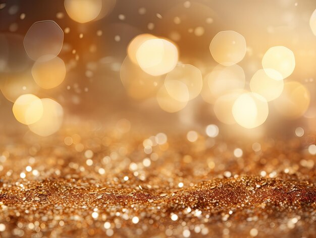 Gold glitter background Glitter texture with bokeh and shiny lights shiny metallic gold foil