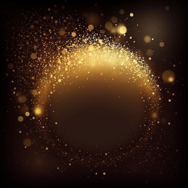 Gold glitter background with a circle of gold dust