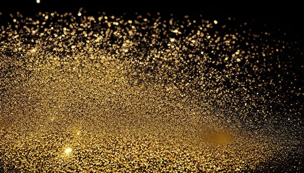 Photo gold glitter over black background