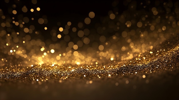 Gold glitter on a black background