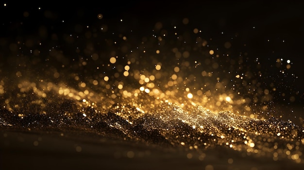 Gold glitter on a black background