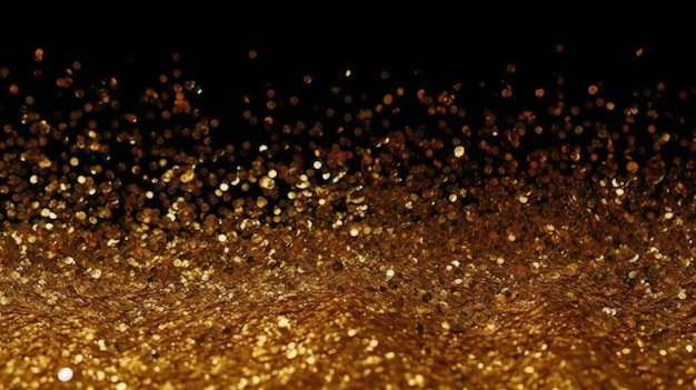 Gold glitter on a black background