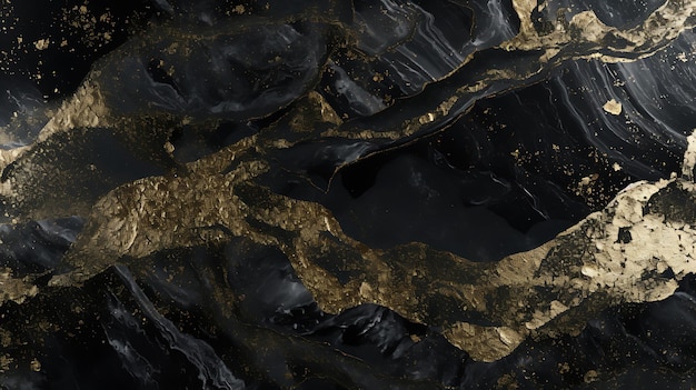 Gold glitter black marble textures background Abstract golden glitter dark marble texture