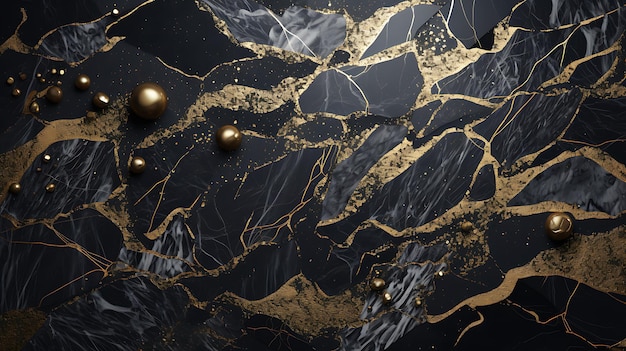 Gold glitter black marble textures background Abstract golden glitter dark marble texture