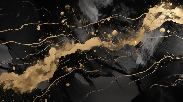 Gold glitter black marble textures background Abstract golden glitter dark marble texture
