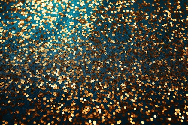 gold glitter on a blue background.