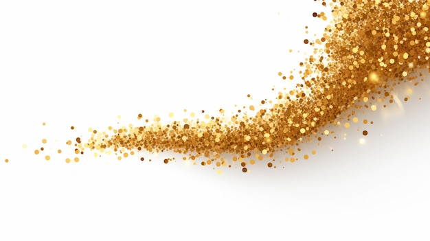 Gold glitter curve wave isolated white background