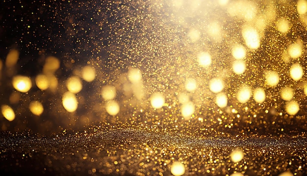 Золотой блеск расфокусированный абстрактный фон Twinkly Lights