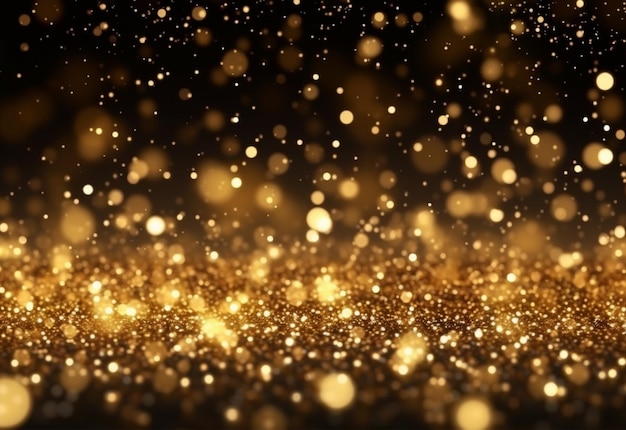 a gold glitter dust background with a black background generative ai