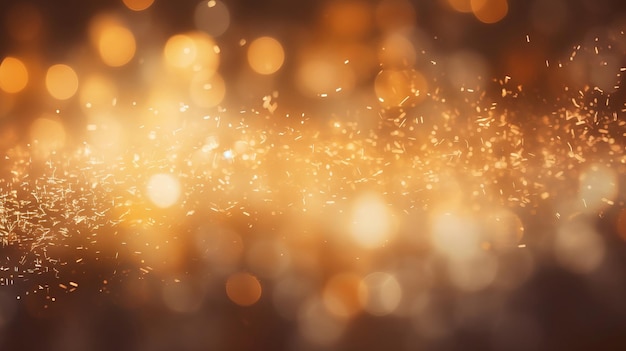 Gold glitter glow particle bokeh background festive celebration wallpaper concept