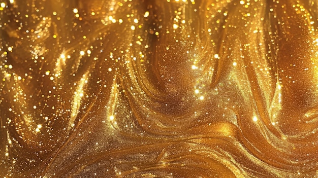 Gold glitter liquid golden flow texture background shine glitter fluid metallic