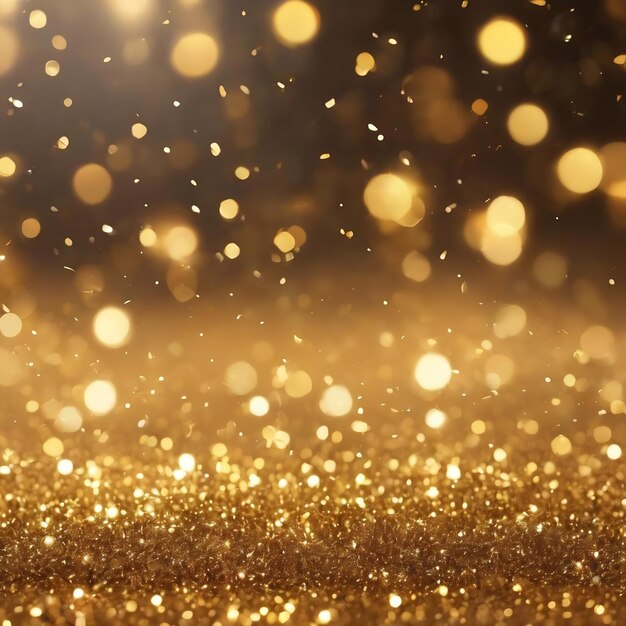 Gold glitter particles explosion bokeh background