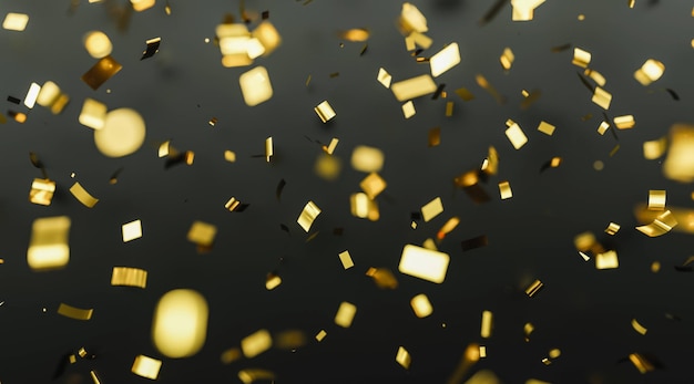 Gold glitter texture on black background Golden explosion of confetti Golden grainy abstract texture on black background