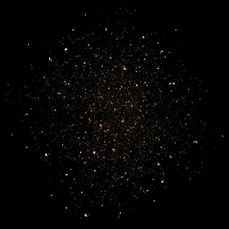 Photo gold glitter texture isolated on black background