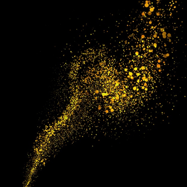 Gold glittering bokeh stars dust tail