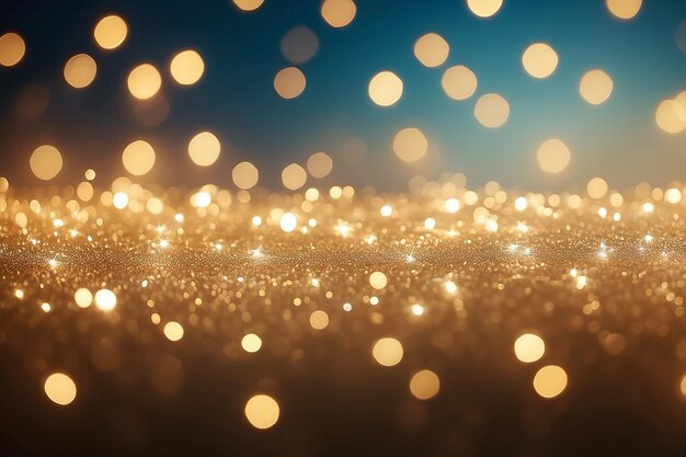 Gold glittering christmas lights Blurred abstract background