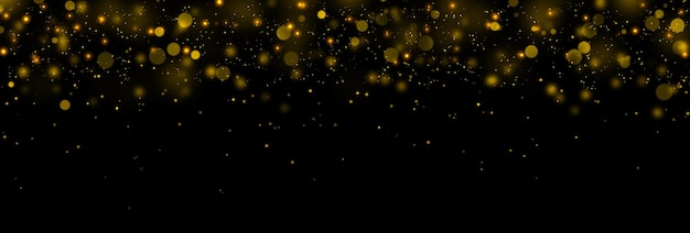 ゴールドのきらびやかな星のほこりと背景のボケ味 抽象的なクリスマス グロー光テクスチャ