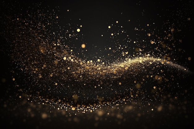 Gold Glitters Light On Dark Background