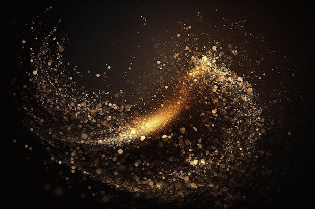 Gold Glitters Light On Dark Background