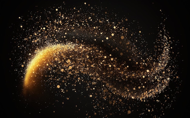 A gold glittery background with a black background