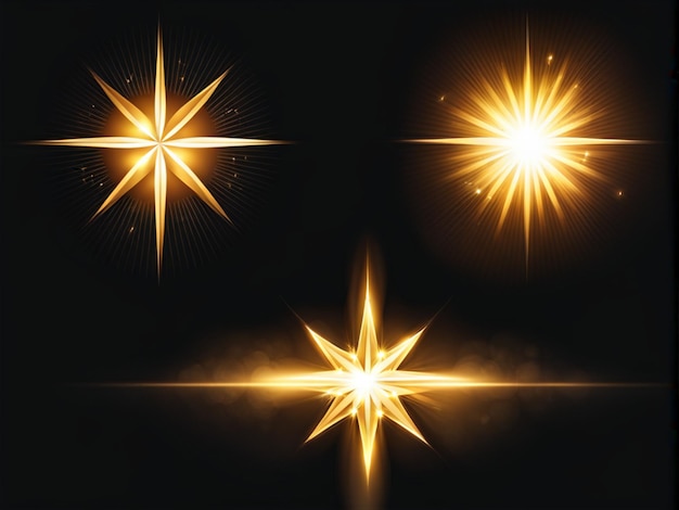 Photo gold glow star light glowing effect transparent sun rays