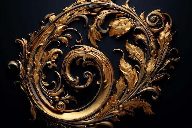 a gold and gold design is displayed on a black background