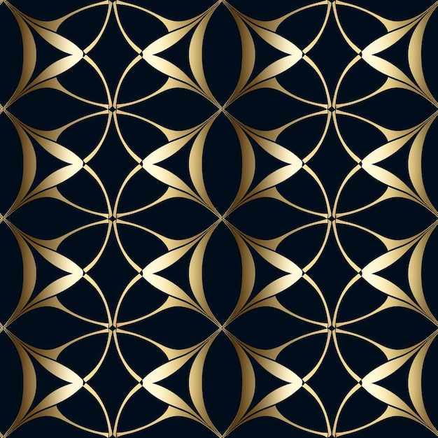 Gold and gold pattern on a black background.