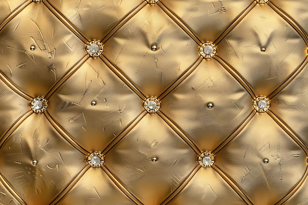 Photo a gold and gold quilted cover with diamonds and diamonds