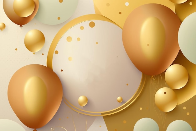 Gold and green balloons on a gold background