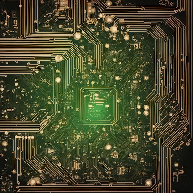 Gold and Green Circuits Art Board