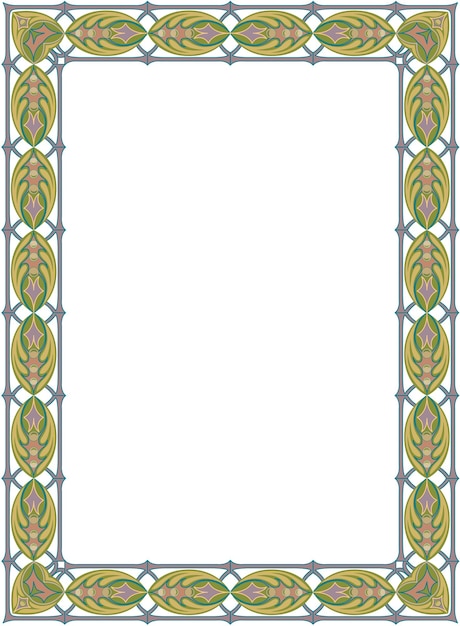 Photo a gold and green frame with a pattern of the leaves a