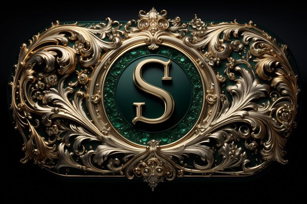 a gold and green logo with a s on it