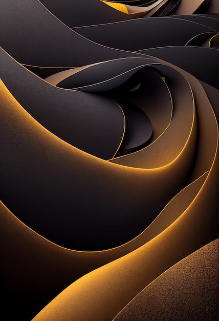 ゴールドとグレーの波状の形の抽象的な背景
