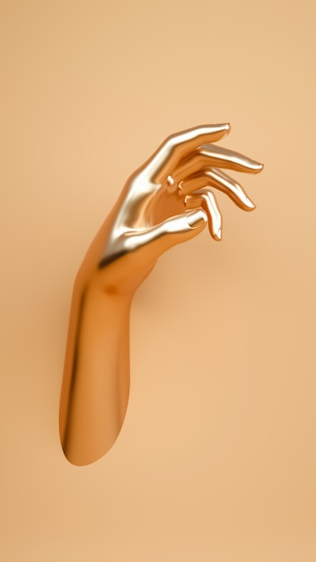 Gold hand from the wall scene on warm pastel.