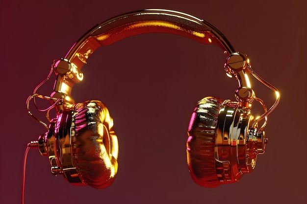 Foto auricolare d'oro rendering 3d testa d'oro auricolare