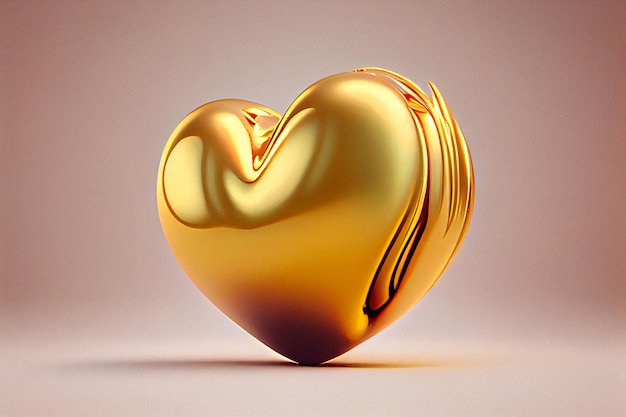 Золотое сердце с золотым фоном