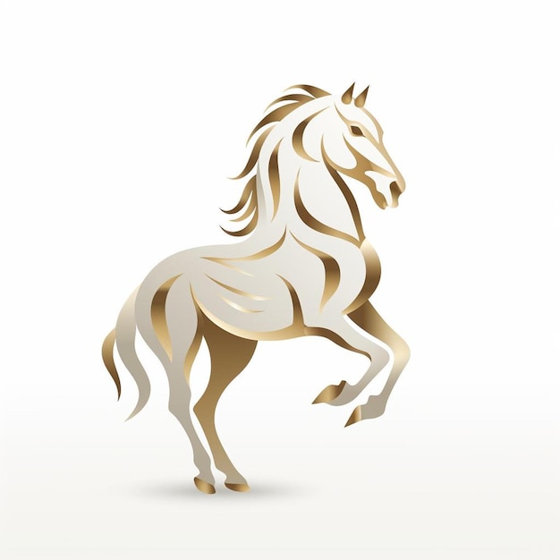 Foto un cavallo d'oro con una criniera e una coda bianche